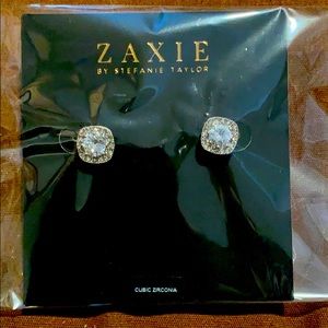 Cushion cut Cz Halo Stud Earrings